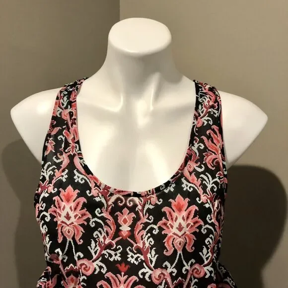 Kate Spade NY Cover Up Small Black Pink White Floral Pullover Sleeveless - Picture 2 of 9
